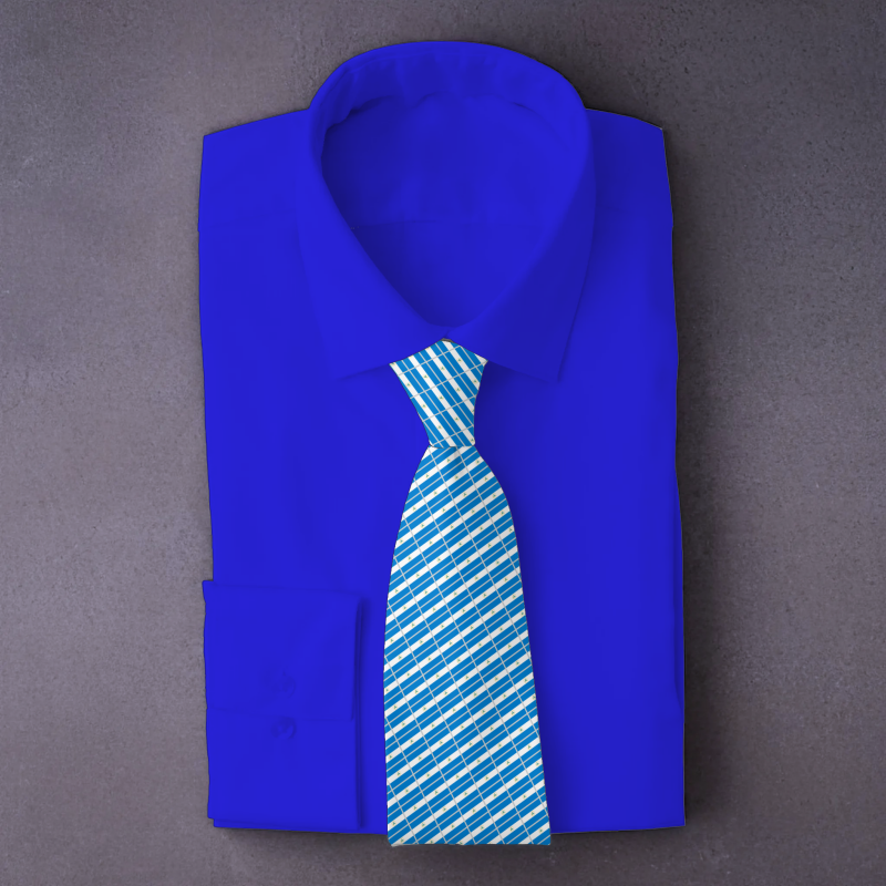 Nicaragua flag necktie on blue folded shirt