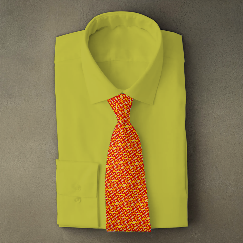 North Macedonia flag necktie on yellow folded shirt