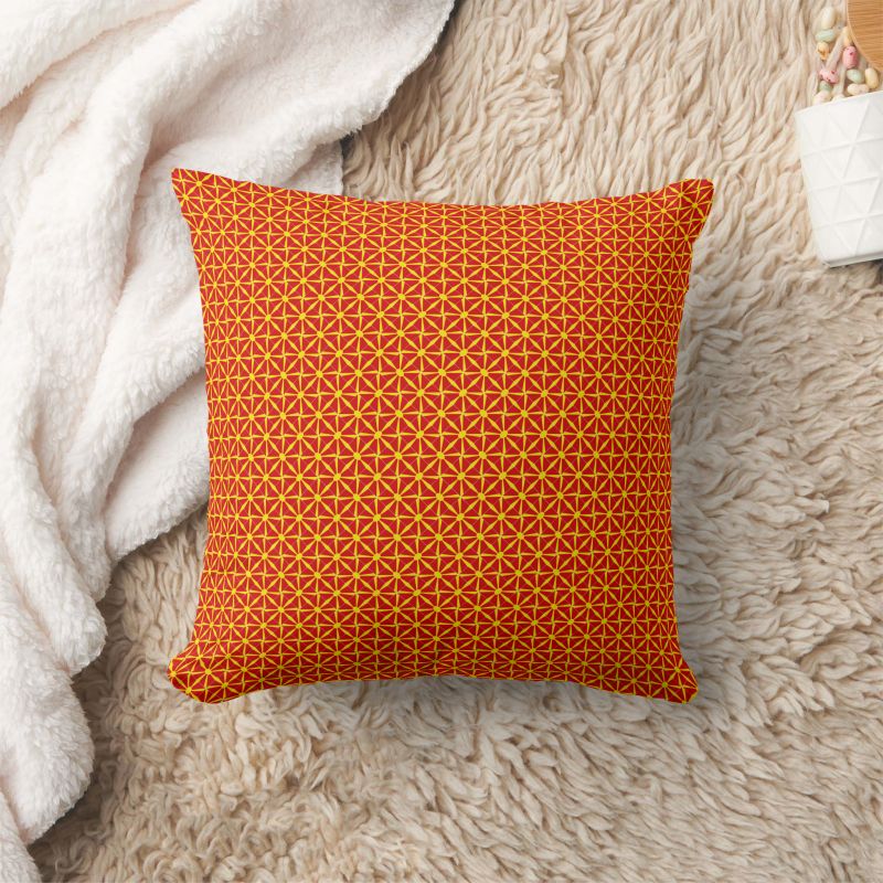 Accent pillow showcasing the North Macedonia flag in a contemporary patchwork layout.