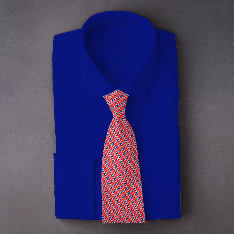 Norway flag necktie on blue folded shirt