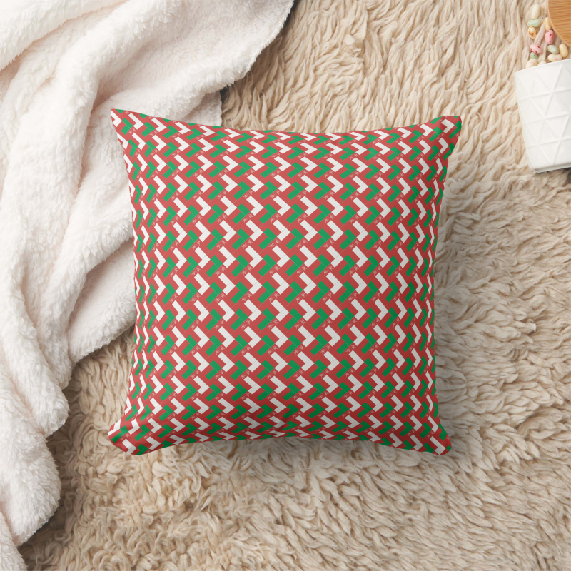 Oman flag square pillow featuring modern patchwork flag design.