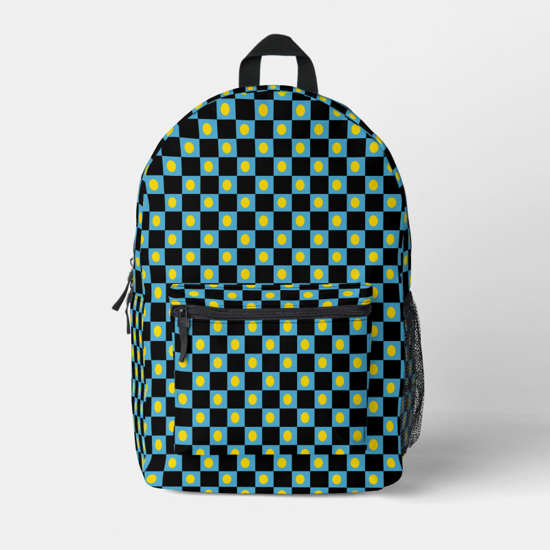 Palau flag backpack with checkered detailing, blending national pride with everyday function.