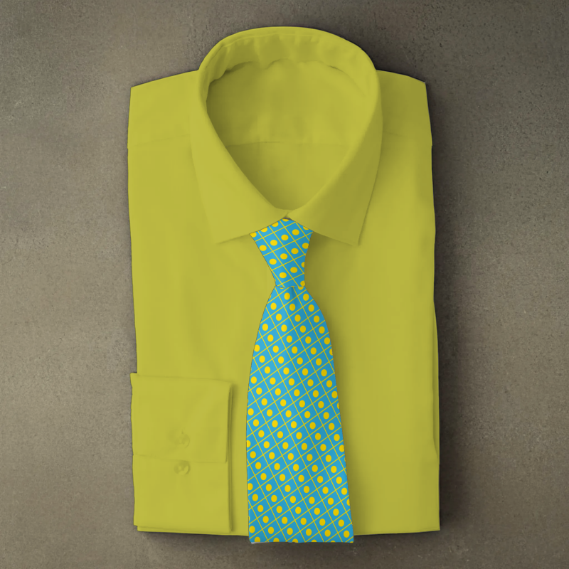 Palau flag necktie on yellow folded shirt