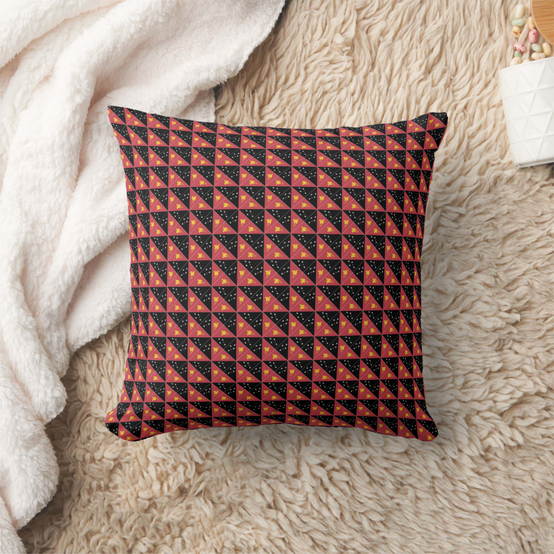 Papua New Guinea flag-inspired pillow in square shape, designed with a creative patchwork motif.