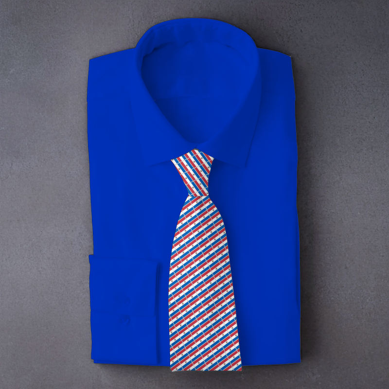 Paraguay flag necktie on blue folded shirt