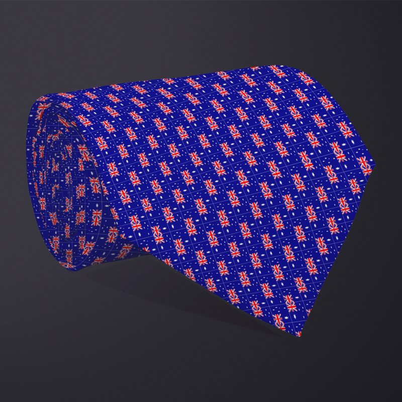 Rolled necktie, patchwork Australia flag pattern