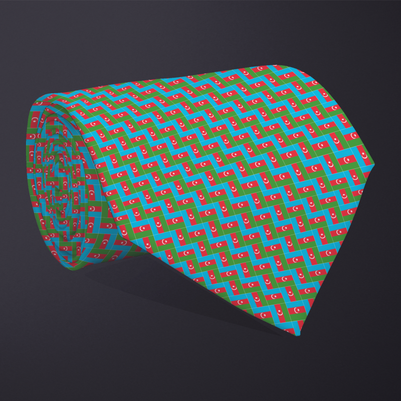 Rolled necktie, patchwork Azerbaijan flag pattern