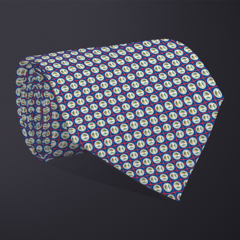 Rolled necktie, patchwork Belize flag pattern