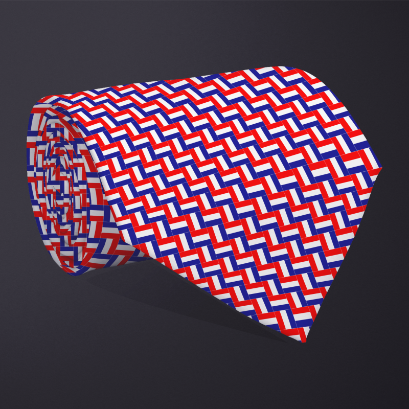 Rolled necktie, patchwork Croatia flag pattern