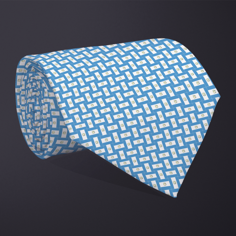 Rolled necktie, patchwork Guatemala flag pattern