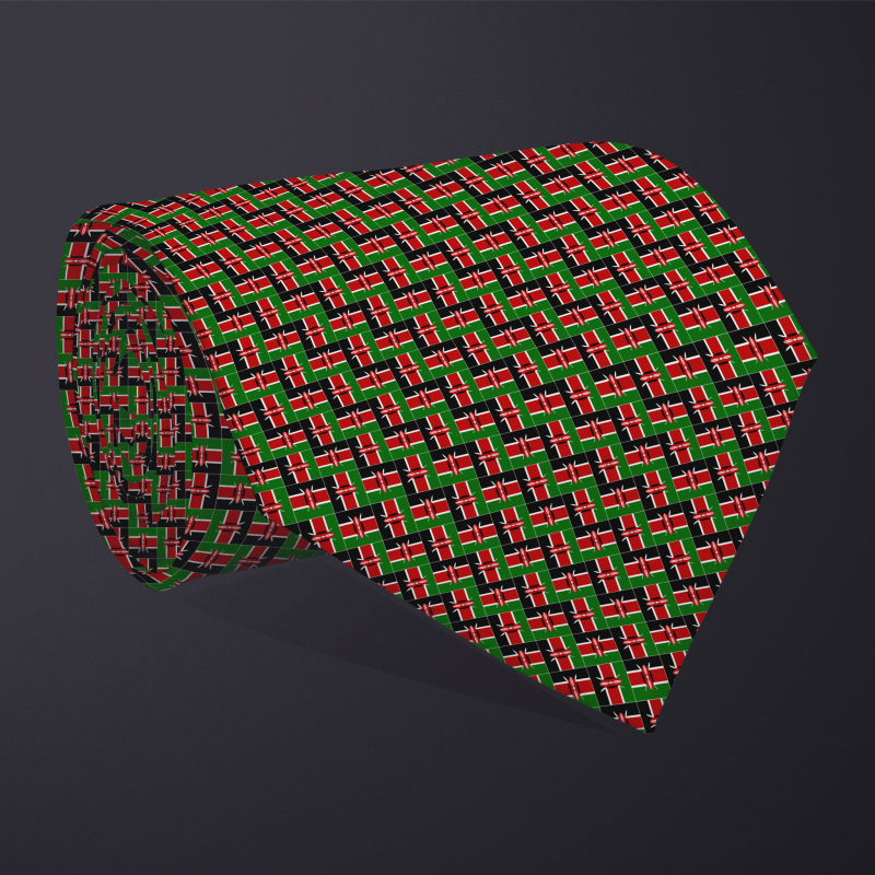 Rolled necktie, patchwork Kenya flag pattern