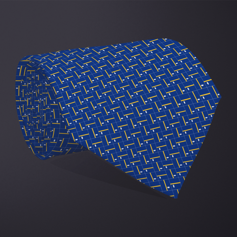 Rolled necktie, patchwork Nauru flag pattern