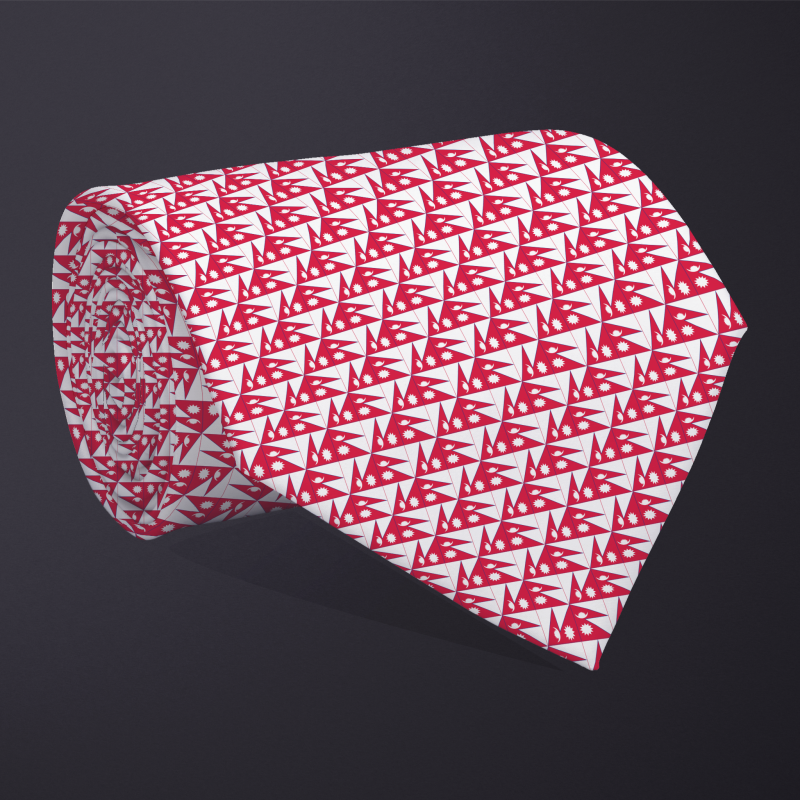 Rolled necktie, patchwork Nepal flag pattern