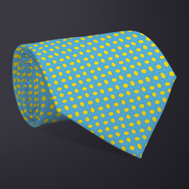 Rolled necktie, patchwork Palau flag pattern