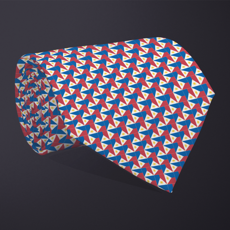 Rolled necktie, patchwork Philippines flag pattern