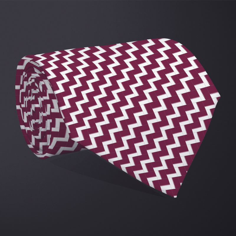 Rolled necktie, patchwork Qatar flag pattern