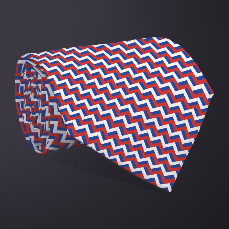 Rolled necktie, patchwork Russia flag pattern