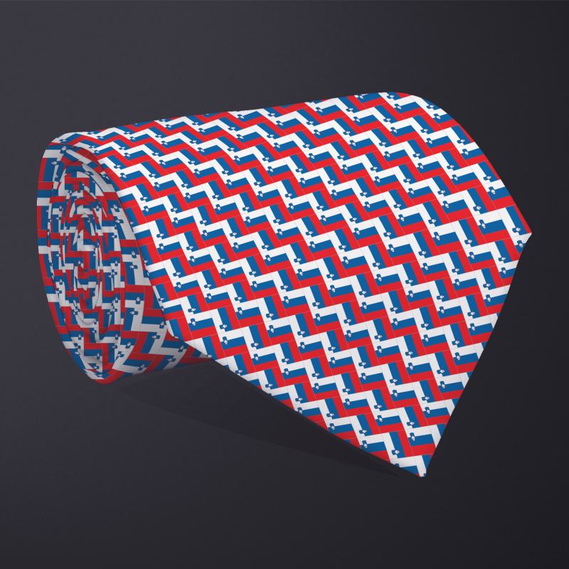 Rolled necktie, patchwork Slovenia flag pattern