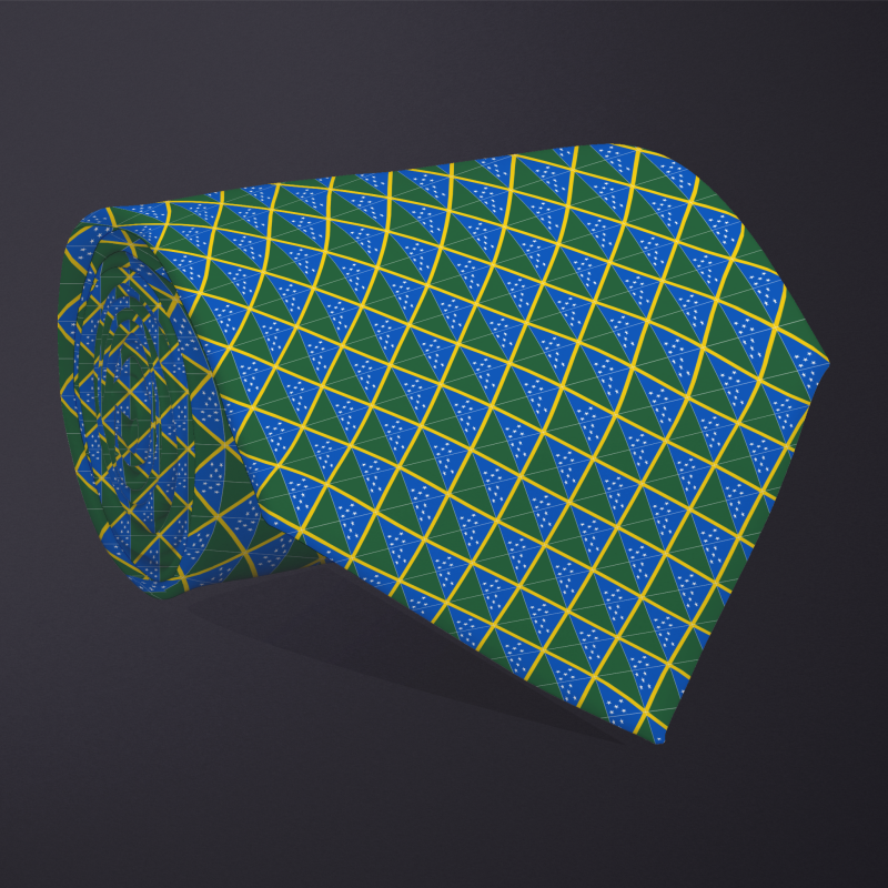 Rolled necktie, patchwork Solomon Islands flag pattern