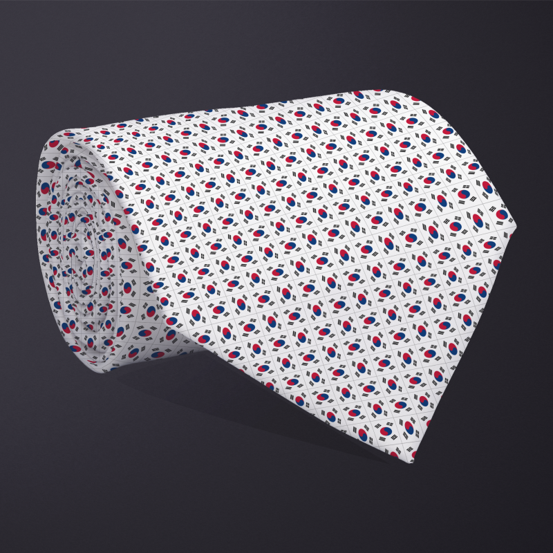 Rolled necktie, patchwork South Korea flag pattern