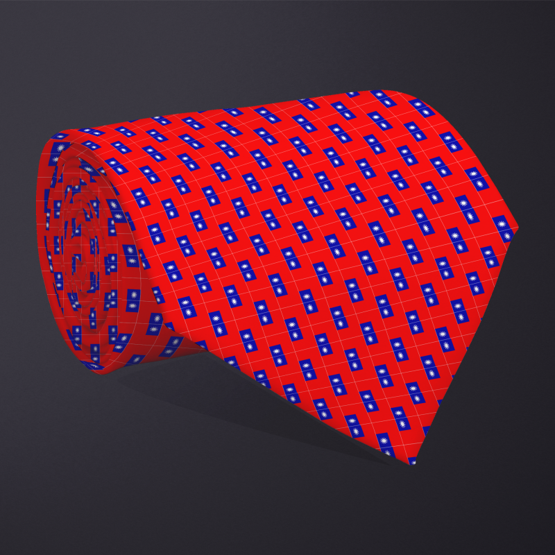 Rolled necktie, patchwork Taiwan flag pattern