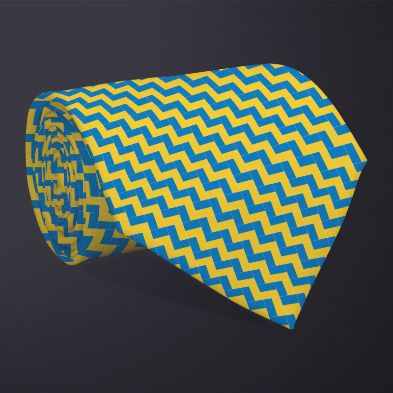 Rolled necktie, patchwork Ukraine flag pattern