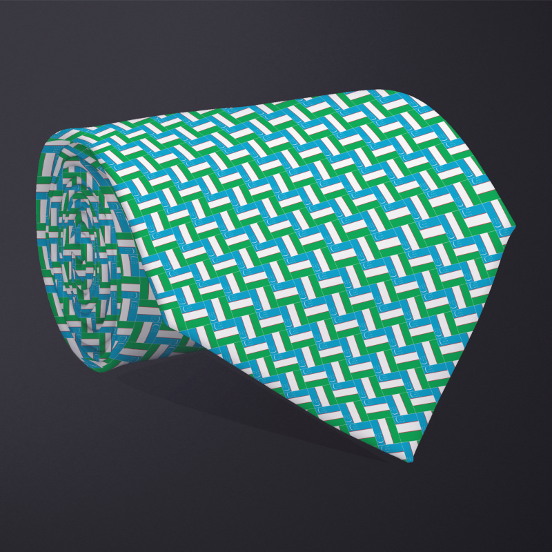 Rolled necktie, patchwork Uzbekistan flag pattern