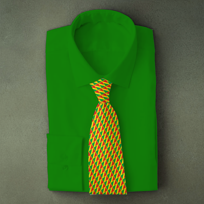 Republic of the Congo flag necktie on green folded shirt