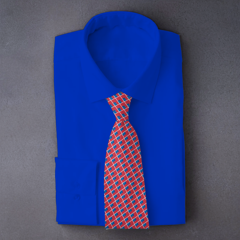 Samoa flag necktie on blue folded shirt