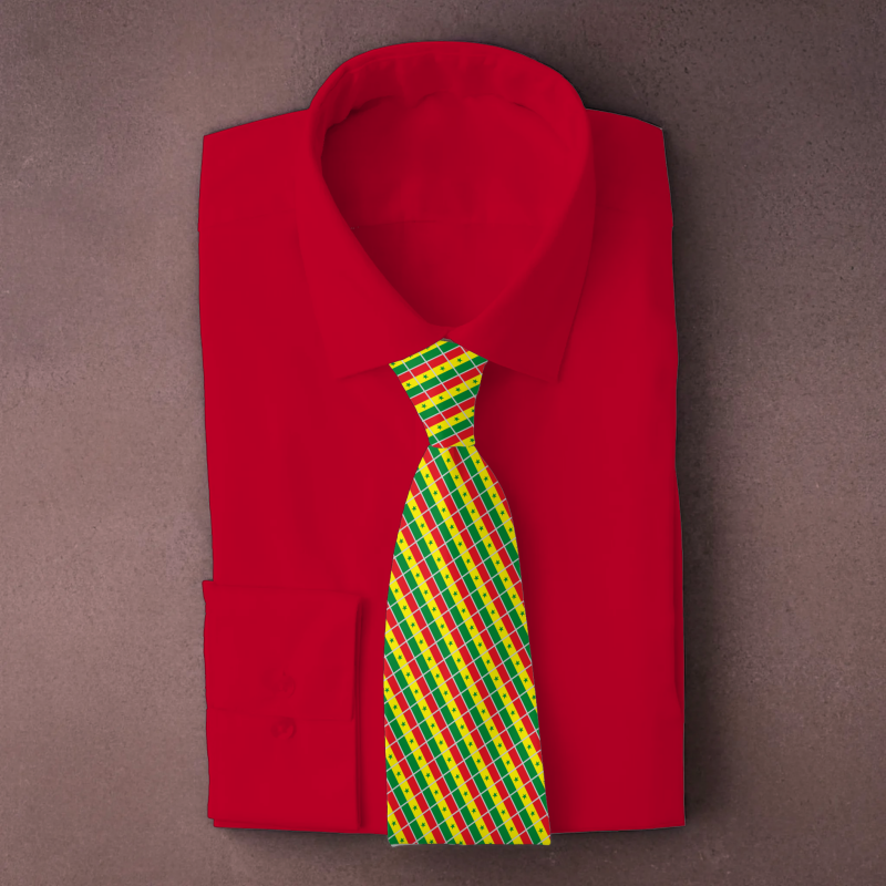 Senegal flag necktie on red folded shirt