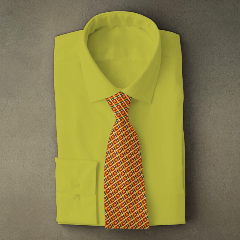 Sri Lanka flag necktie on yellow folded shirt