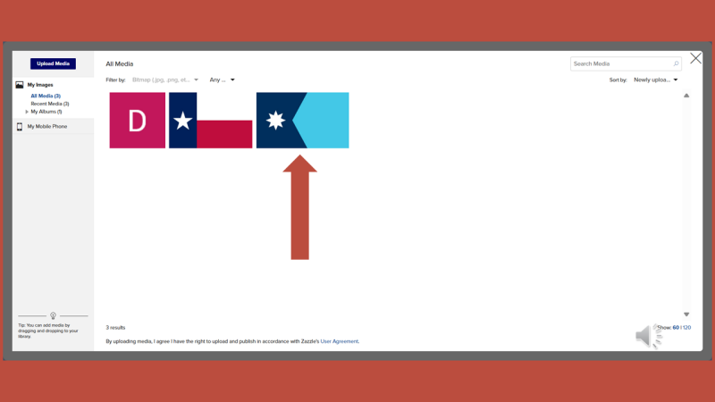 Screenshot for step 6 showing: Select the flag image file you just uploaded....