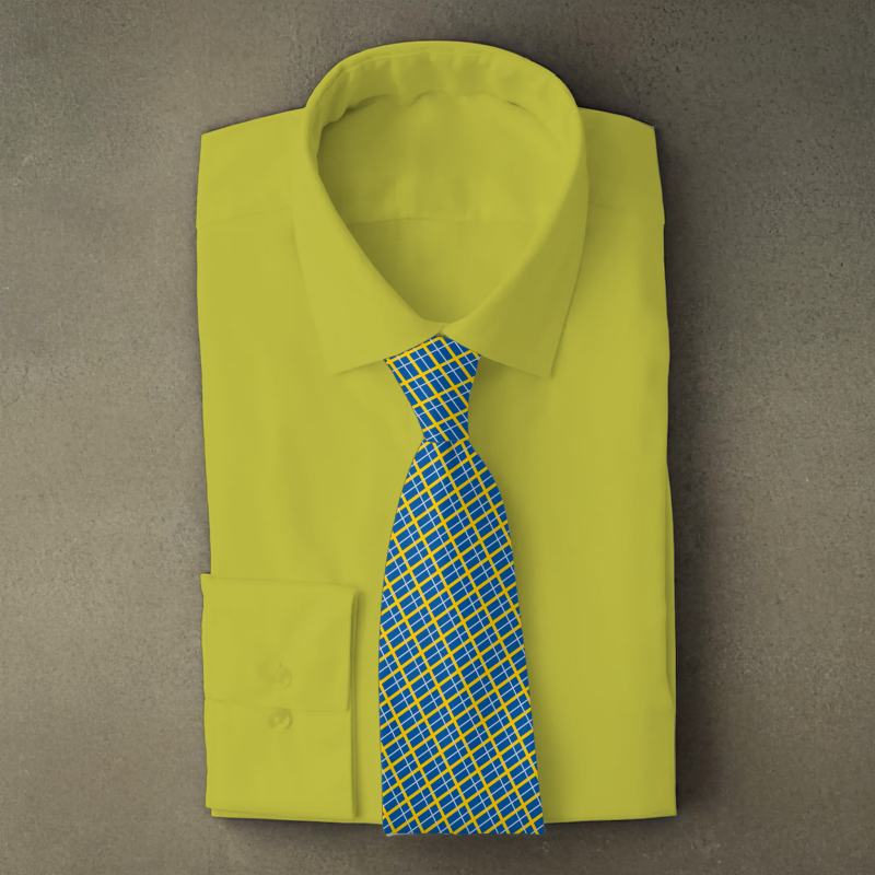 Sweden flag necktie on yellow folded shirt