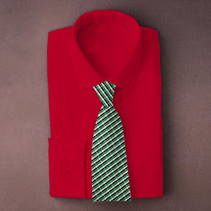Syria flag necktie on red folded shirt