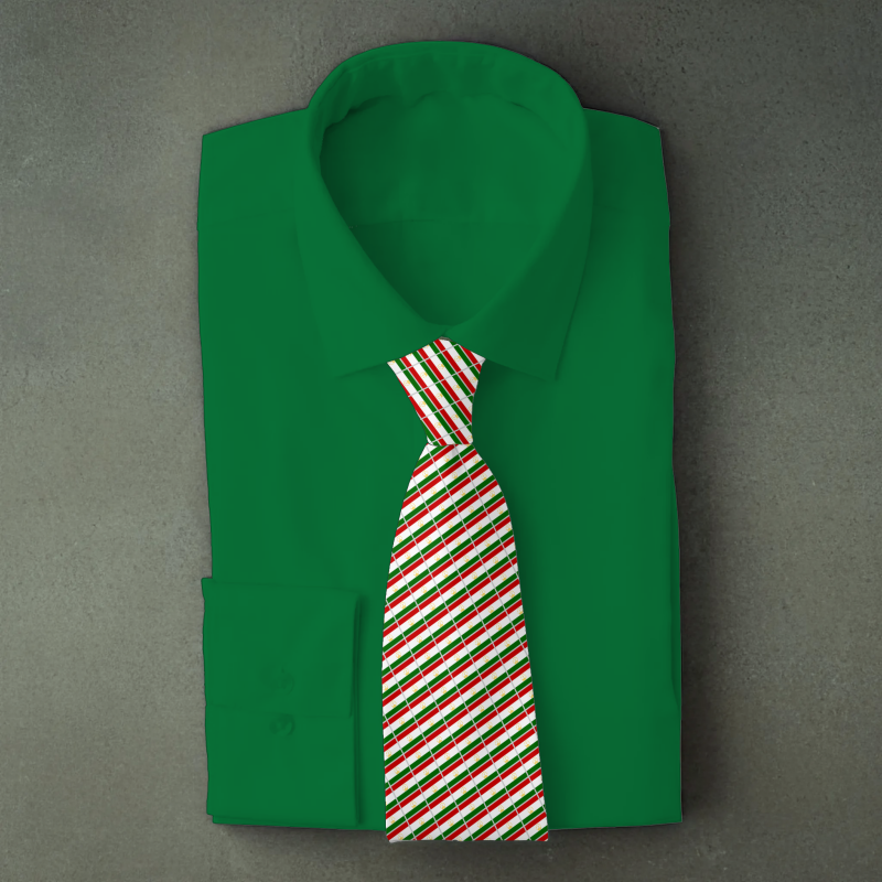 Tajikistan flag necktie on green folded shirt