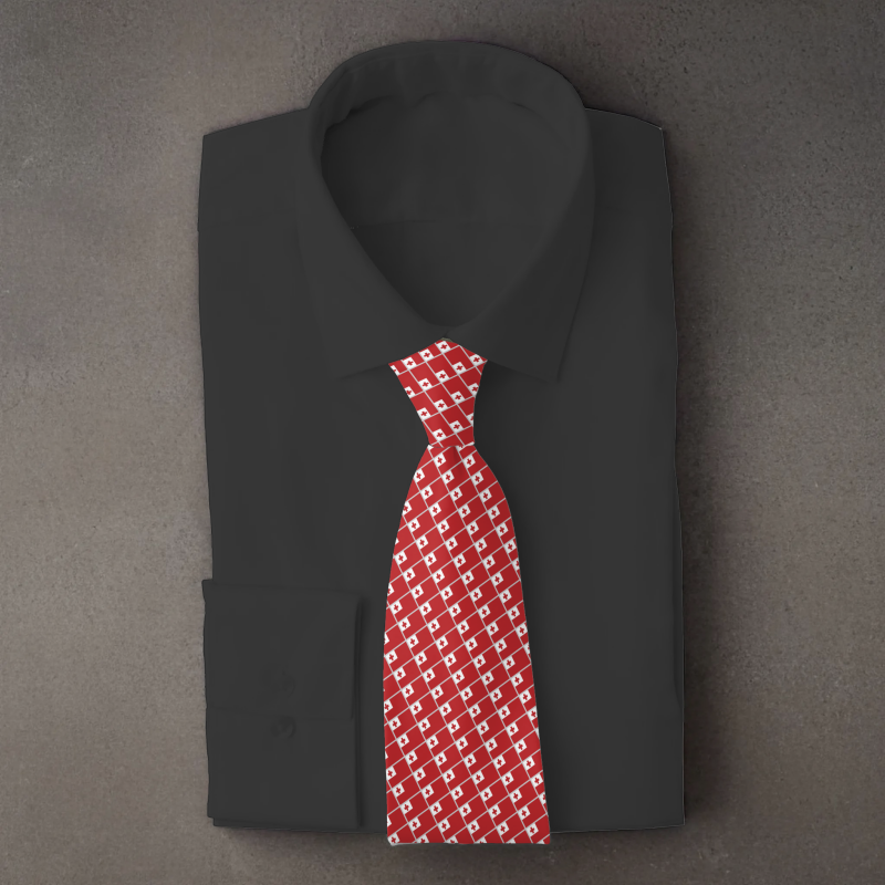 Tonga flag necktie on black folded shirt