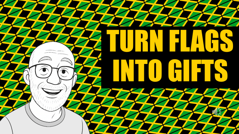 Tutorial thumbnail: jamaica Flag Background, instructor avatar, Title: turn flags into gifts