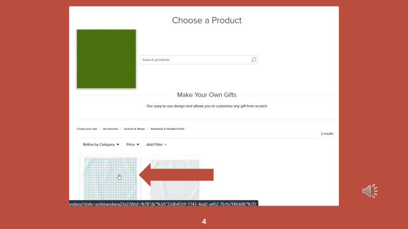Screenshot of Zazzle design tool for Step 4: Click on the large bandana image displayed in the search results.