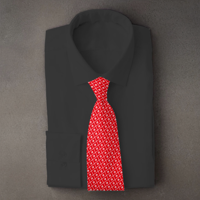 Tunisia flag necktie on black folded shirt