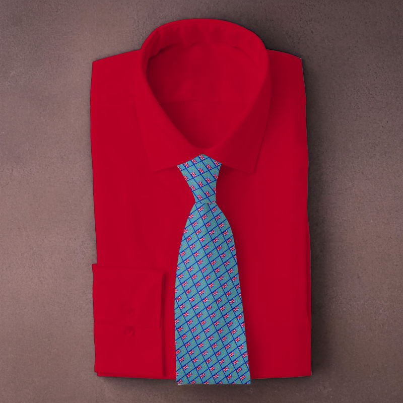 Tuvalu flag necktie on red folded shirt