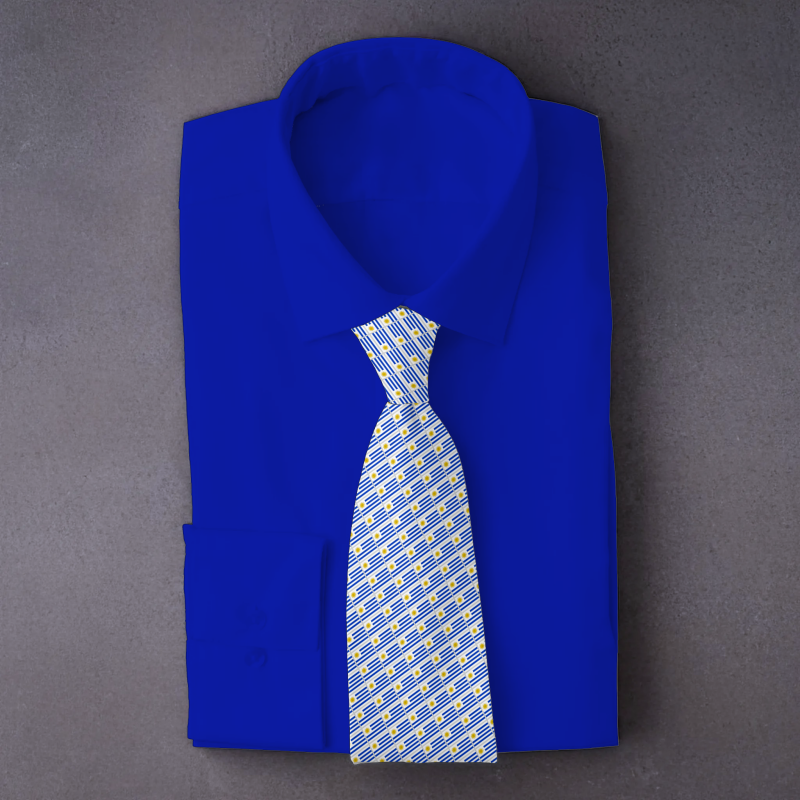 Uruguay flag necktie on folded white shirt