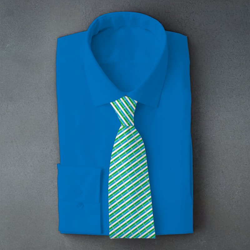 Uzbekistan flag necktie on blue folded shirt