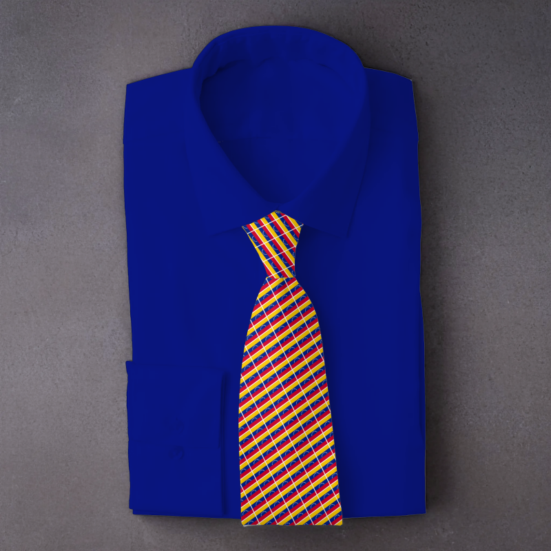 Venezuela flag necktie on blue folded shirt