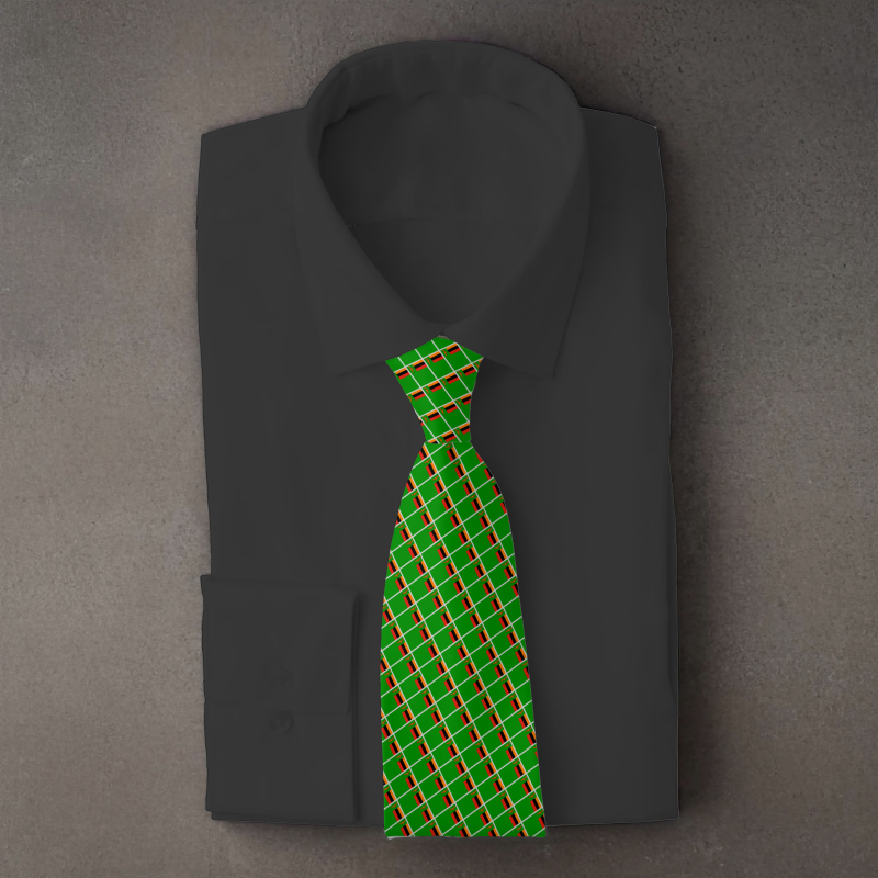 Zambia flag necktie on black folded shirt