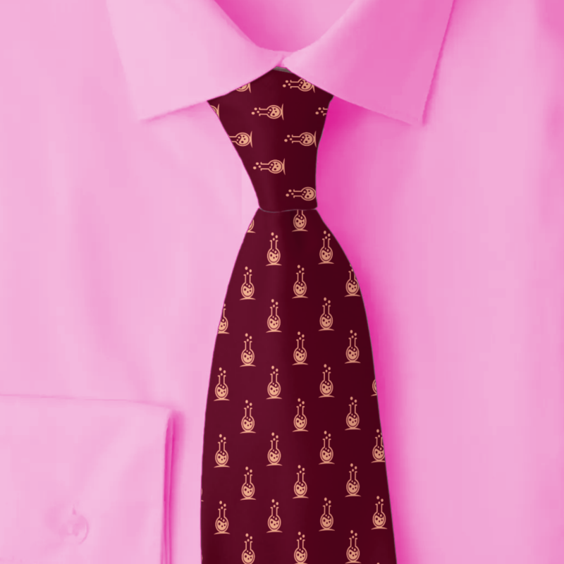 Burgundy chemist Lab worker pattern necktie on folded pink