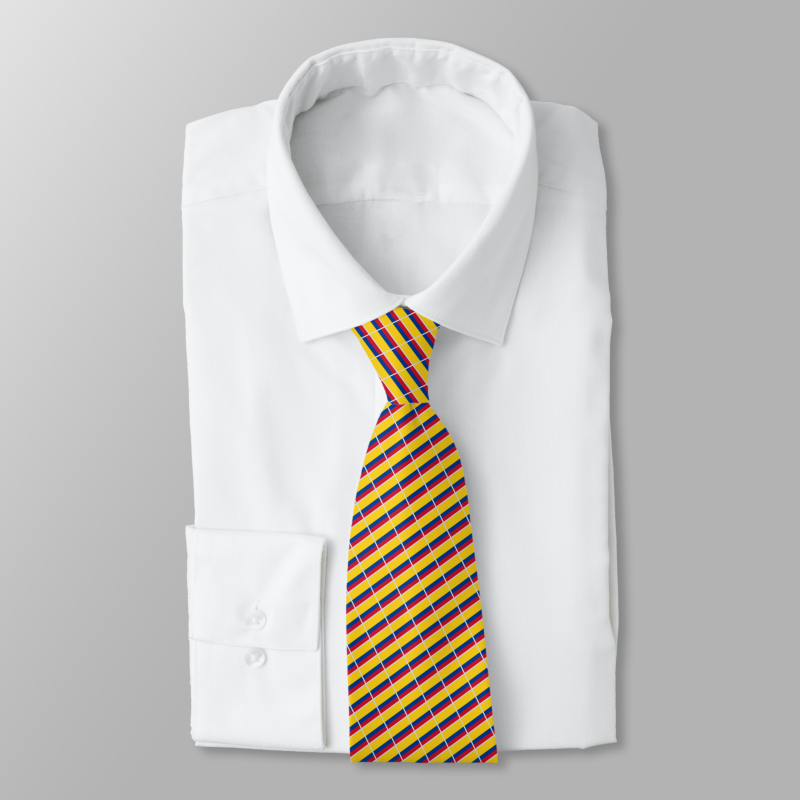 Colombia flag necktie on folded white shirt