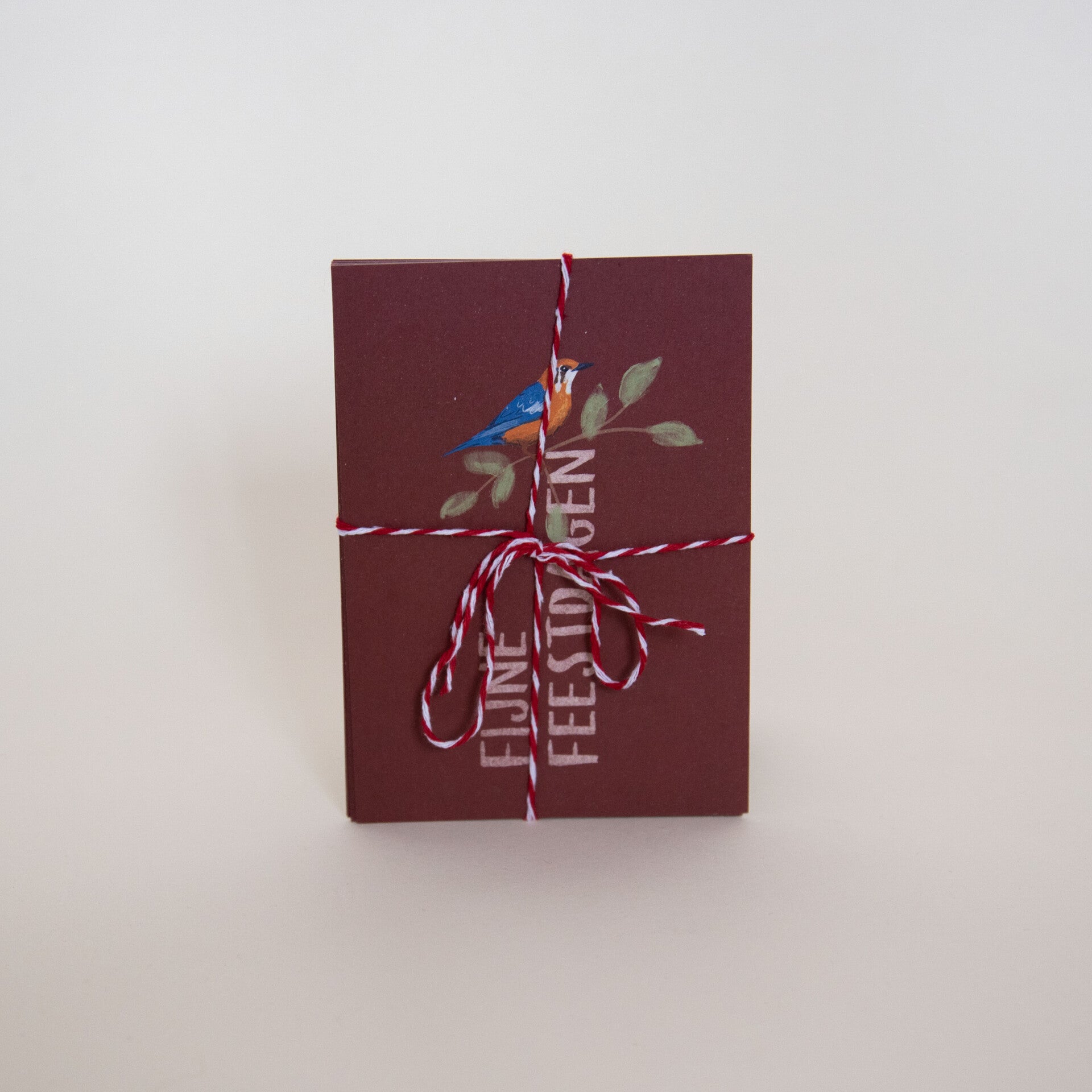 Kerstkaarten set - Vogels roestrood