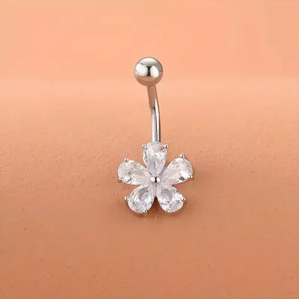 Fleur Zircon Nombril Anneau Nombril Piercing Goujon Barre