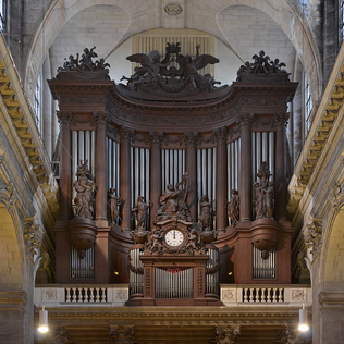 Vue complète de l'orgue Aristide Cavaillé-Coll de Saint-Sulpice.