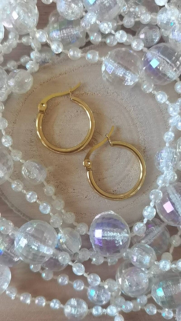 ✨ Créoles Rondes 19 mm – Acier Inoxydable Doré
